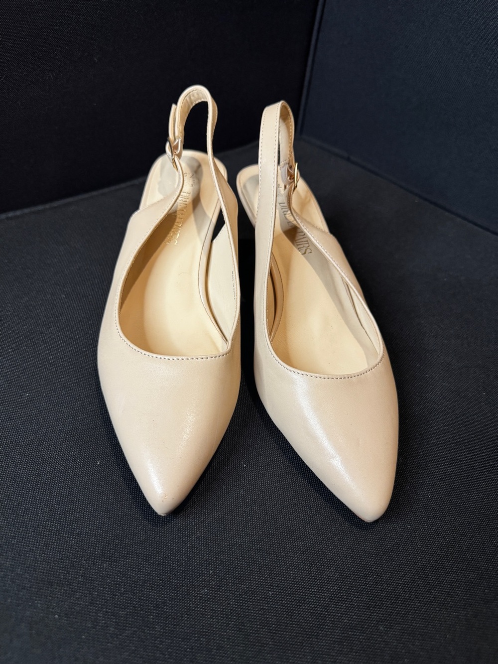 Women's Beige Pointed Slingback Flats - Elegant Neutral Style